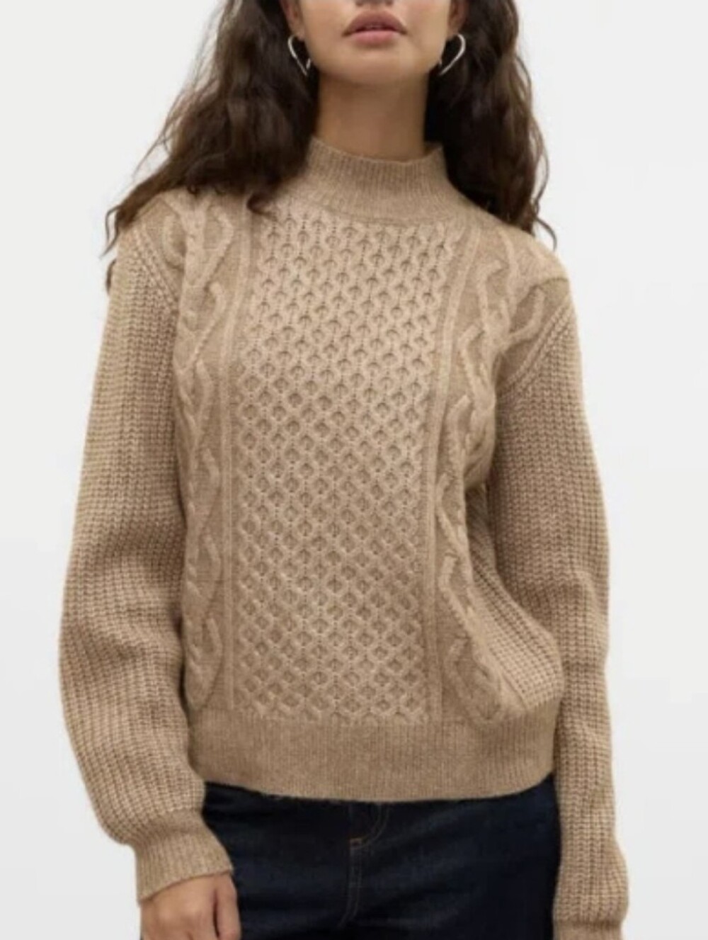 VERO MODA Universe Mock Neck Cable Sweater